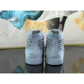 Christian Louboutin Blue Suede Louis Spikes High Top Blue