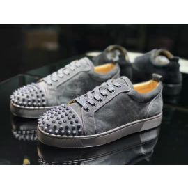 Christian Louboutin Louis Junior Spikes Orlato Low-Top Sneakers Gray